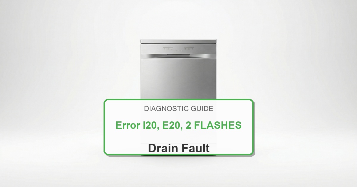 Electrolux Dishwasher Error I20, E20, 2 FLASHES overlay image